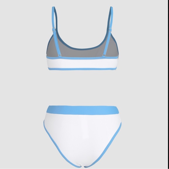 SOLD NWT Cider bikini small contrasting drawstring swimsuit light blue white - Picture 3 of 3